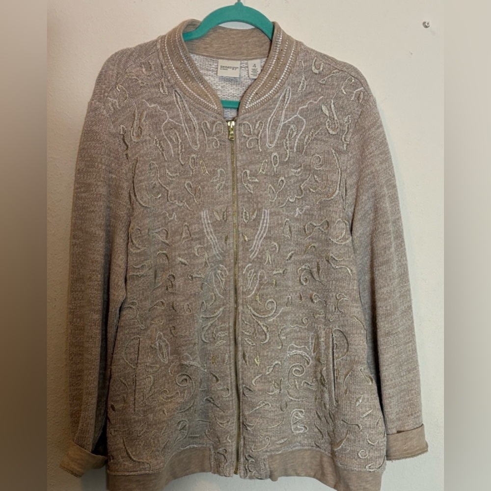 Chico’s Zenergy Tonal Embroidered Jacket Chicos Size 4 =xxl - Picture 2 of 8